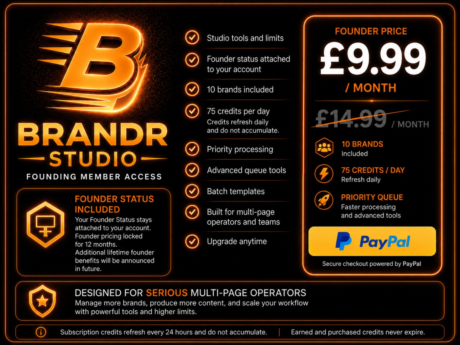 Brandr Studio — Founding Access £9.99/month